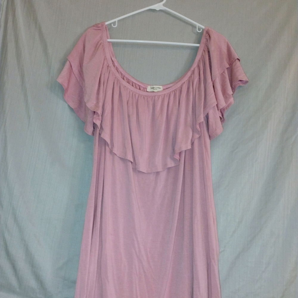 Elegant Mauve Ruffle Maxi Dress
